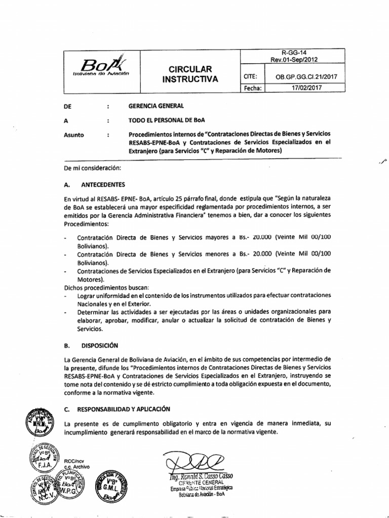 PROCEDIMIENTO INTERNO CONTRATACIONES DIRECTAS DE BBSS RESABS-EPNE-BoA Y ...