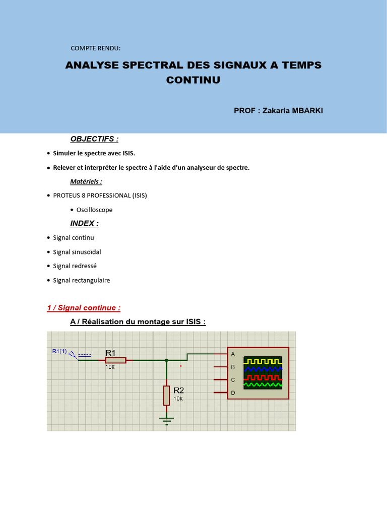 Analyse Spectrale des Signaux Continus | PDF