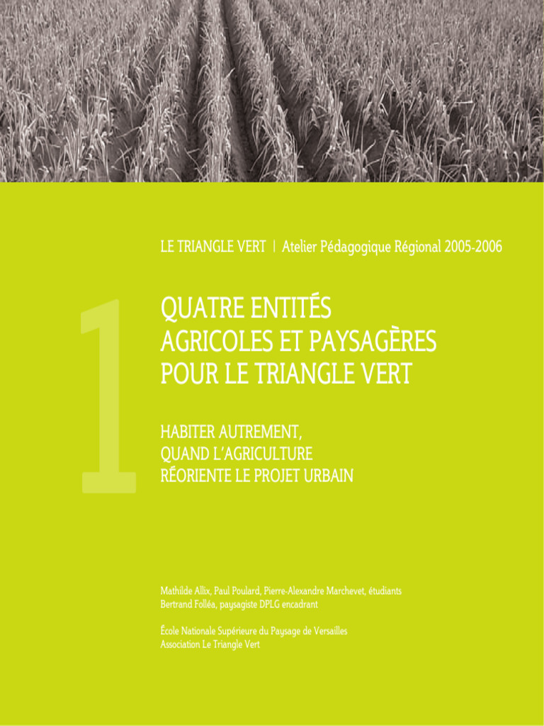 Triangle Vert : Agriculture et Urbanisme | PDF | Paysage | Agriculture