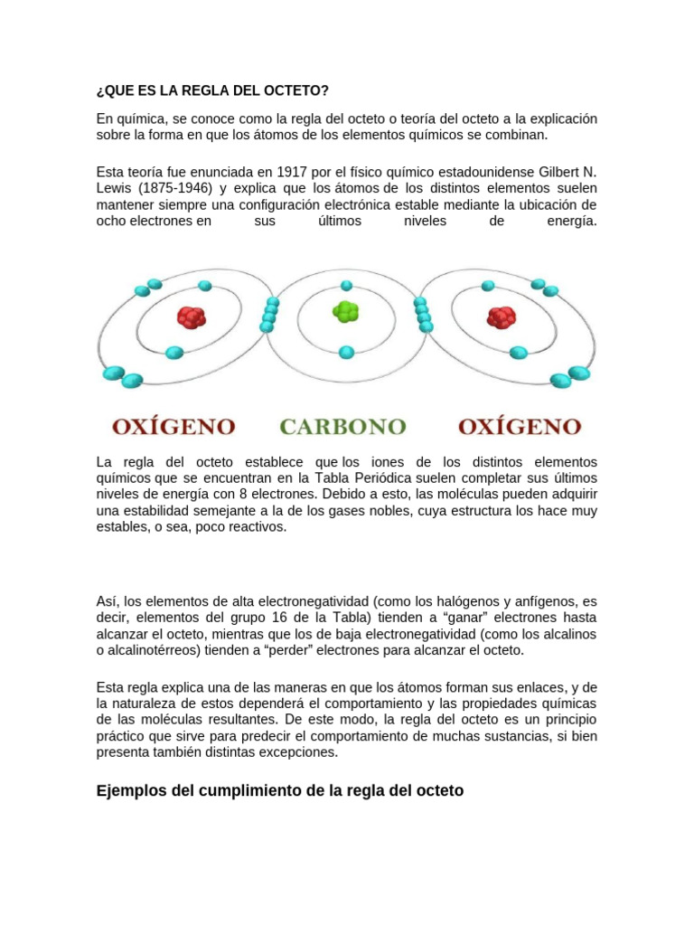 Regla del Octeto en Química | PDF | Enlace químico | Química