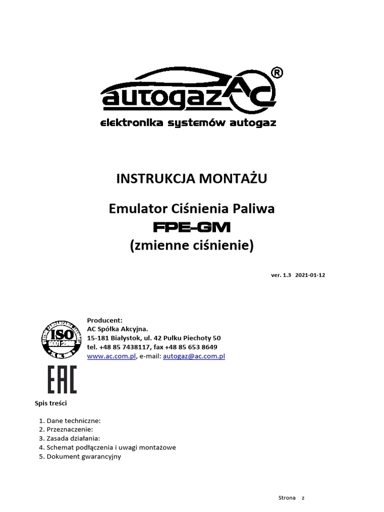 M6M 02812 EAC Manual FPE GM v1.2021) PL en Ru Es | PDF