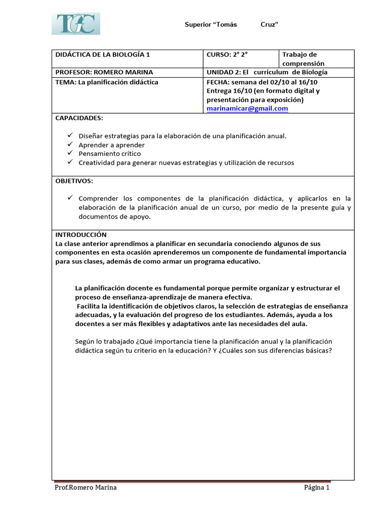 La Planificacion Didactica | PDF | Plan de estudios | Aprendizaje