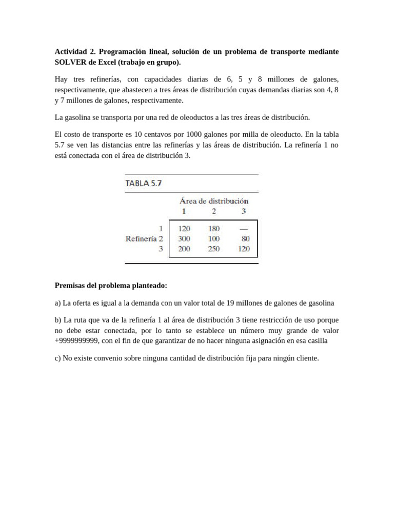 Solución de Transporte con Excel SOLVER | PDF