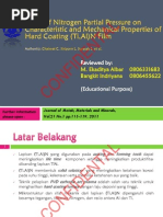 Effect of Nitrogen Partial Pressure on Characteristic And