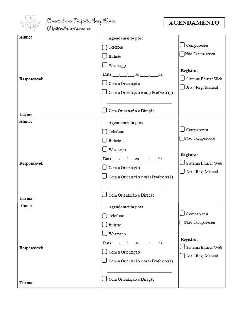 Formulário de Agendamento Escolar | PDF