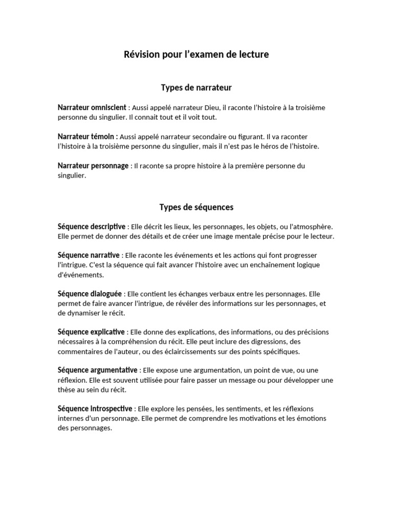 Types de narrateurs en littérature | PDF | Introversion et extraversion ...