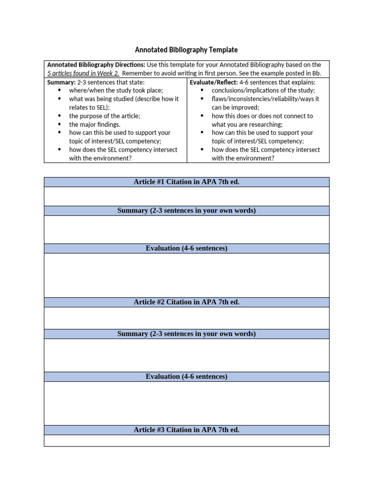 Annotated Bibliography Template | PDF