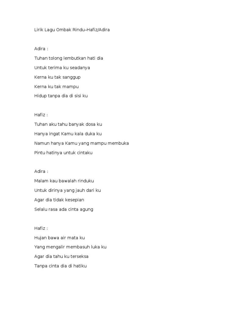 Lirik Lagu Ombak Rindu | PDF | Puisi