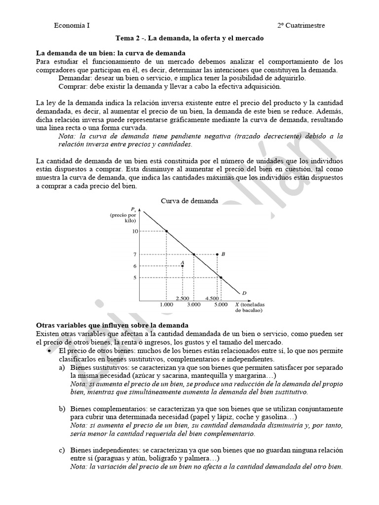 Demanda y oferta en el mercado económico | PDF | Oferta (economía ...