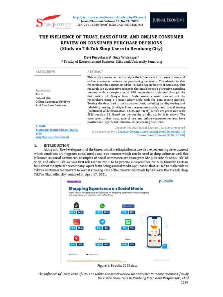 The Influence of Trust, Ease of Use, and Online Consumer Review On ...