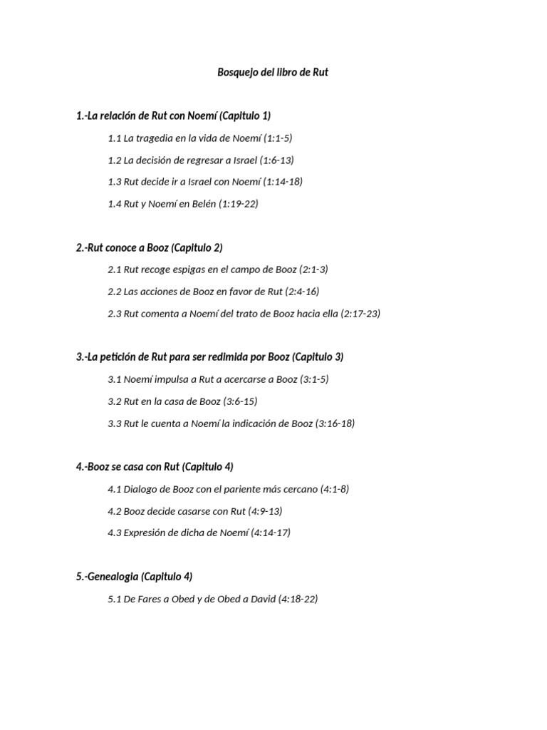 Bosquejo del libro de Rut: Enseñanzas y Análisis | PDF