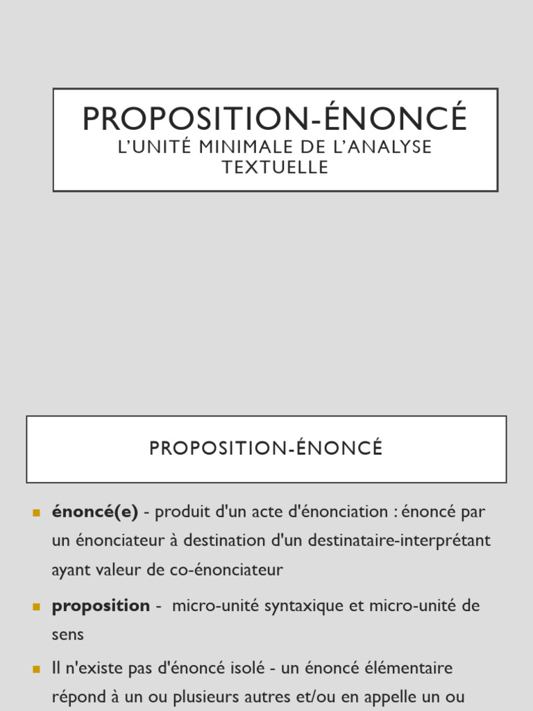 Analyse de la proposition-énoncé en linguistique | PDF | Linguistique ...