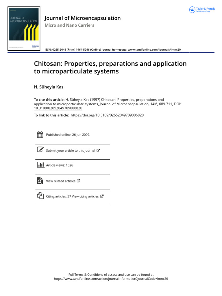 Chitosan in Microparticulate Systems | PDF | Solubility | Acid ...