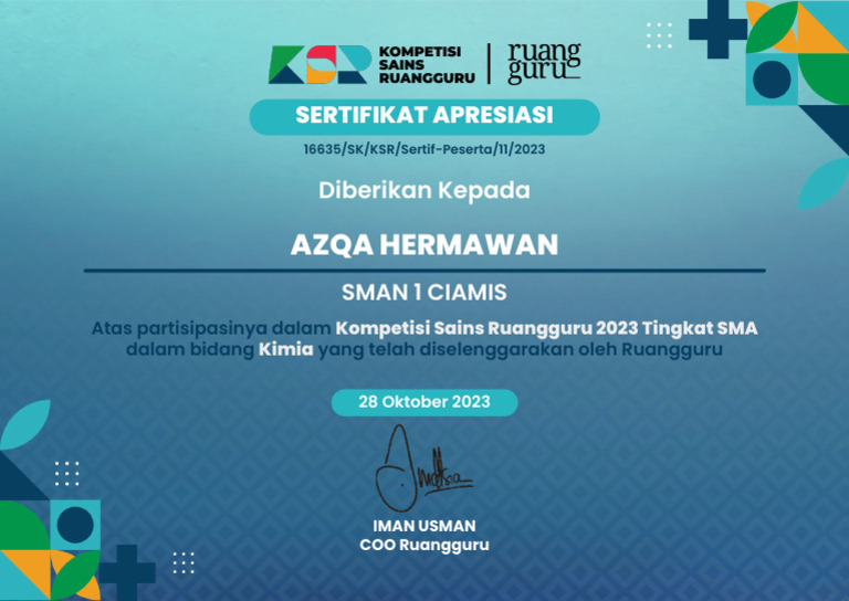 Azqa Hermawan - Peserta KSR 2023 2 | PDF