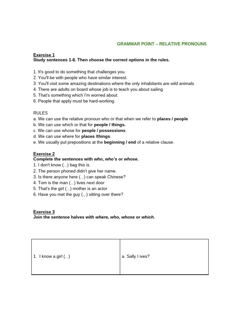 Understanding Relative Pronouns in English | PDF | Pronoun | Linguistic ...