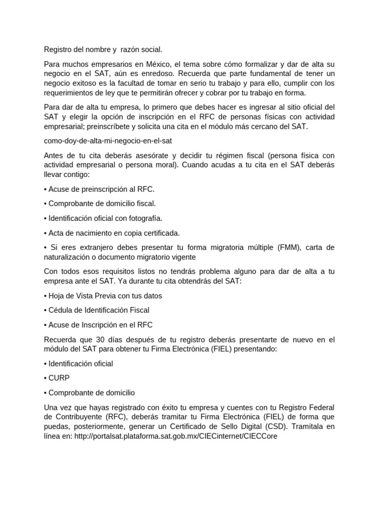 Registro Del Nombre y Razón Social | PDF | Business | Economias