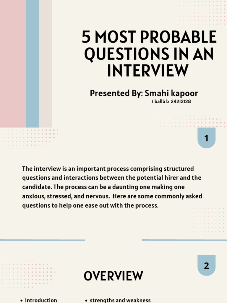 5 Most Probable Questions in An Interview | PDF | Sustainability ...