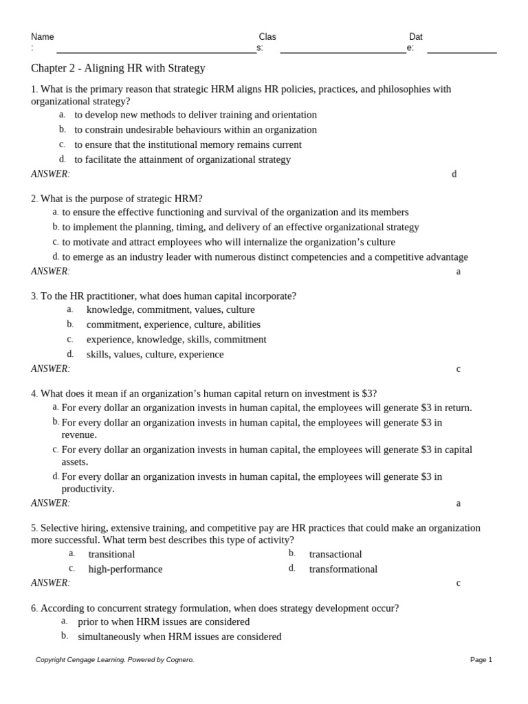 Chapter 2 Aligning HR With Strategy | PDF | Strategic Management ...