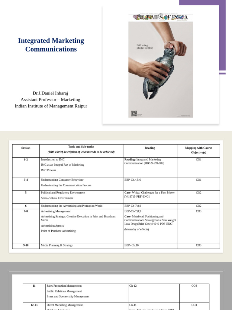 IMC Overview by Dr. J. Daniel Inbaraj | PDF | Marketing Communications ...