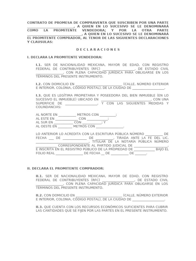 Contrato Promesa de Compraventa Inmueble | PDF | Justicia | Crimen y ...