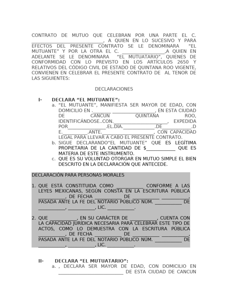 Contrato de Mutuo Simple en Cancún | PDF | Justicia | Crimen y violencia