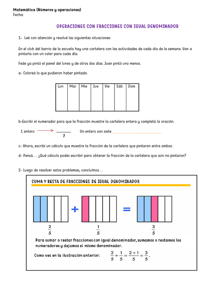 Mate Operaciones Con Fracciones | PDF