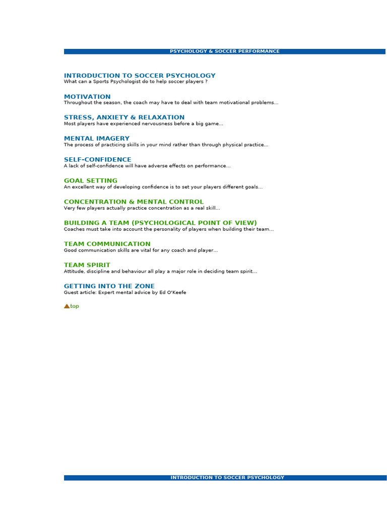 Soccer Psychology for Performance Boost | PDF | Motivation | Motivational