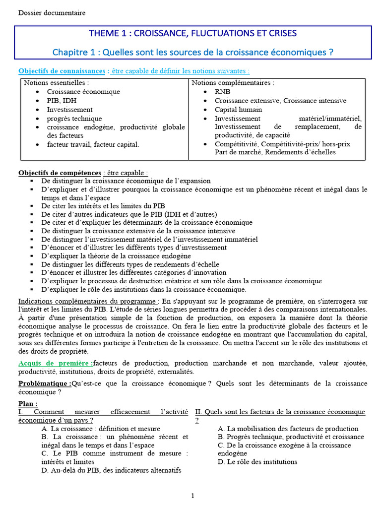 Sources et Mesures de la Croissance Économique | PDF | Croissance ...
