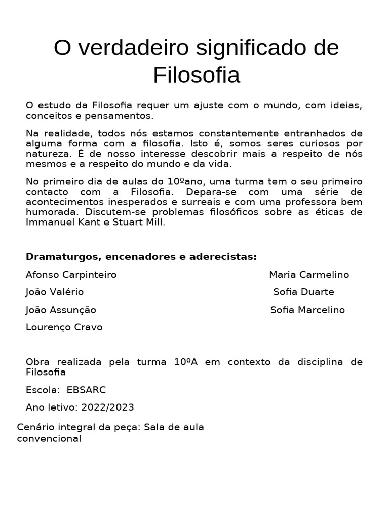 O Verdadeiro Significado de Filosofia | PDF | Immanuel Kant | Intenção