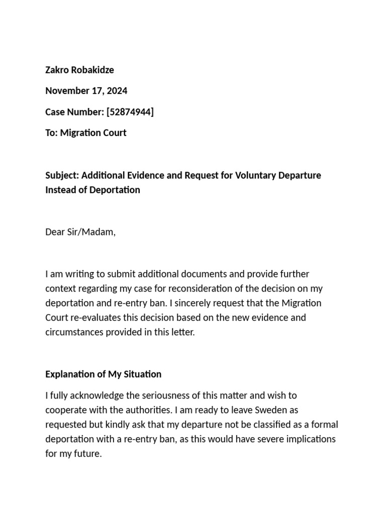 Request for Voluntary Departure Review | PDF | Sweden | Human Migration
