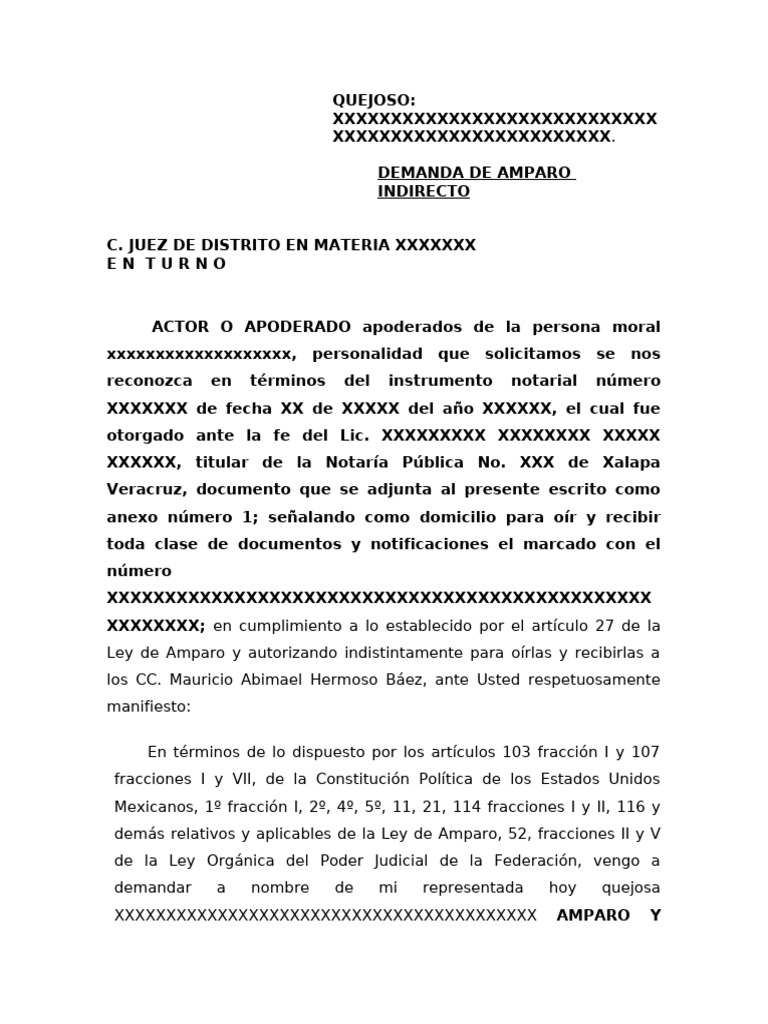 Demanda de Amparo Indirecto | PDF | Ley Pública | Justicia