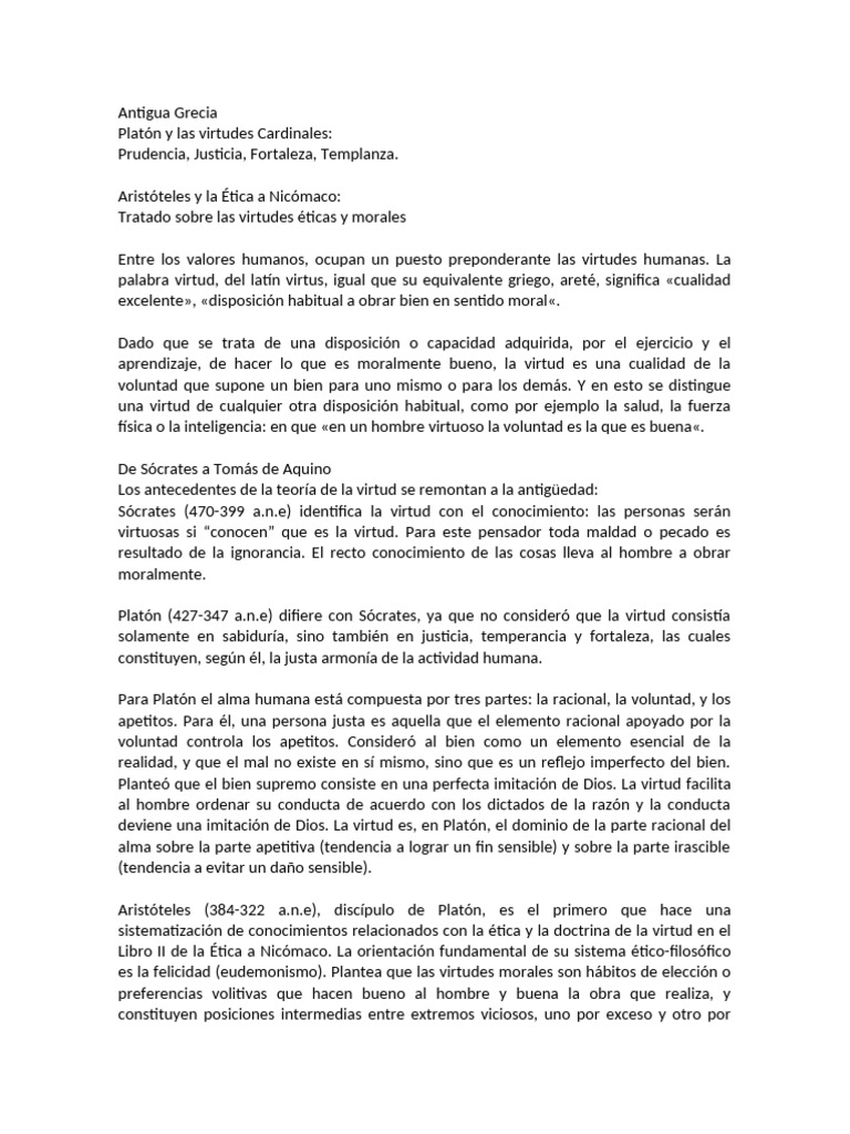 Virtudes cardinales en la Antigua Grecia | PDF | Virtud | Justicia