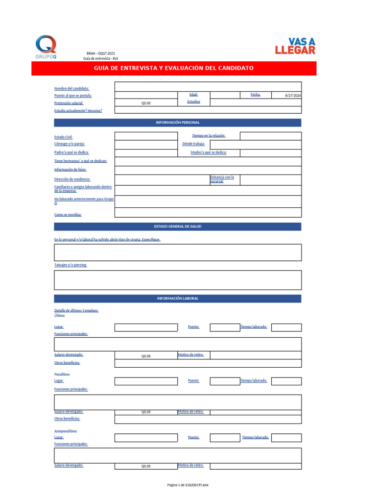 Formato de Entrevista-Rh | PDF | Crecimiento personal y profesional