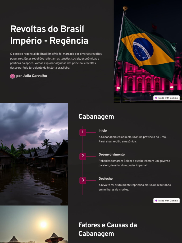 Revoltas no Brasil Império: Período Regencial | PDF | Brasil