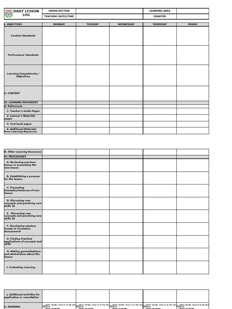 DLL Template | PDF