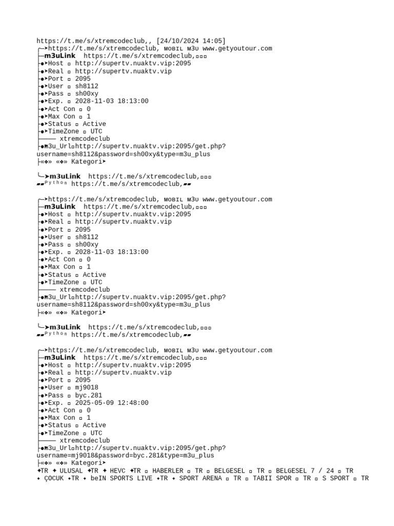 Xtream+Codes+Sansat+List+25 10 2024 | PDF | Telemundo | Major League Soccer