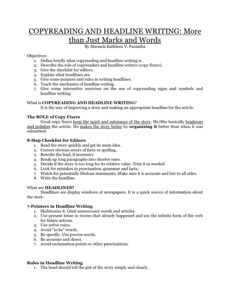 Copy Reading and Headline Writing 2 PDF