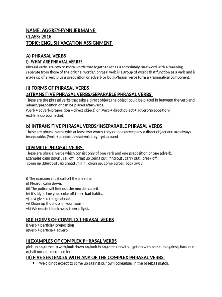 Finished Assignment | PDF | Verb | Preposition And Postposition
