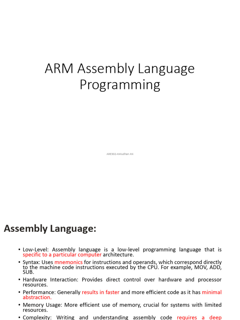 ARM Assembly Language Overview | PDF | Assembly Language | Computer ...