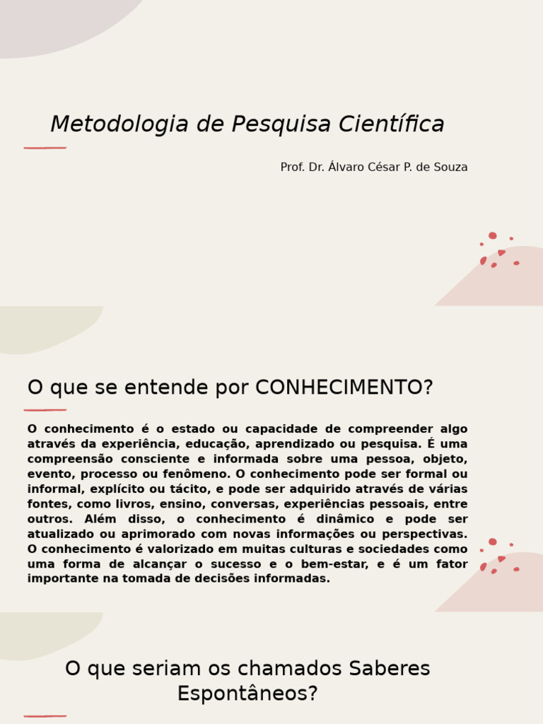 Metodologia de Pesquisa Científica Explicada | PDF | Science | Conhecimento