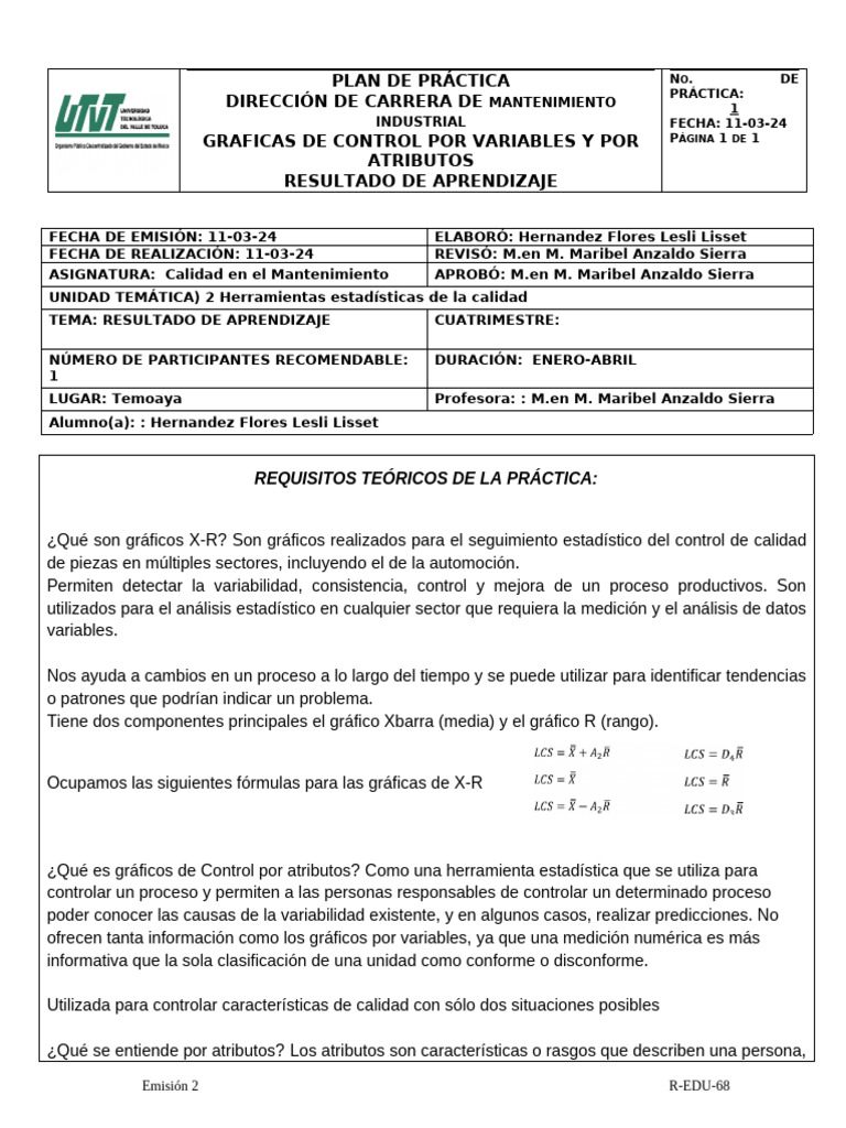 Gráficas de Control en Mantenimiento Industrial | PDF | Gestión de la ...