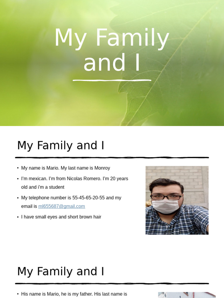 My Family and I Text | PDF