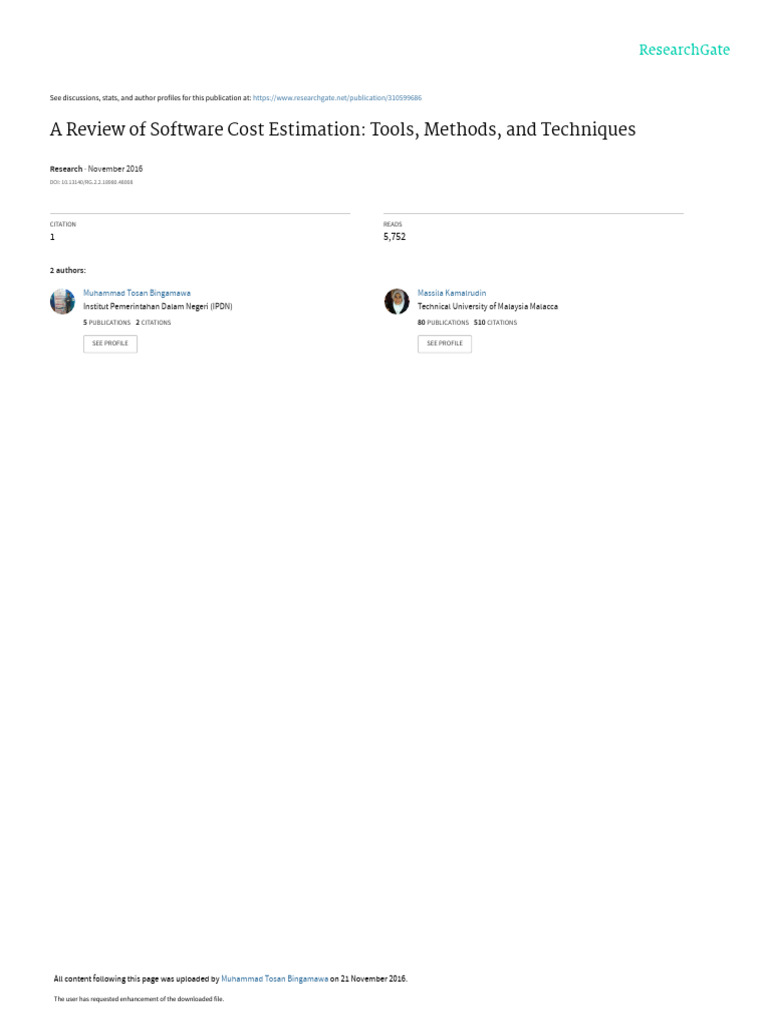 Software Cost Estimation Review | PDF | Qualitative Research | Software ...