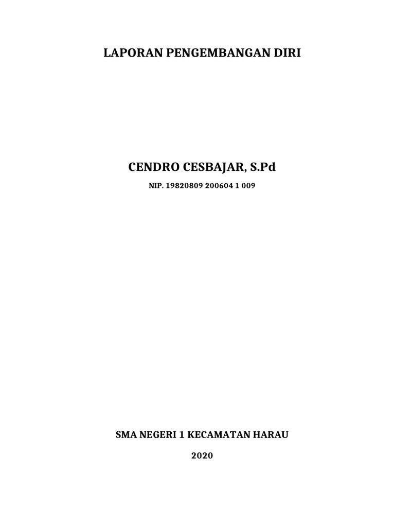 Laporan Pengembangan Diri Guru 2020 | PDF | Karier & Perkembangan ...