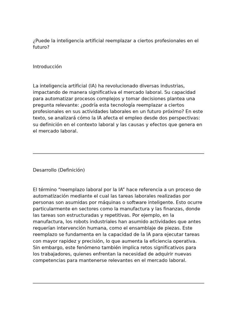 Impacto de la IA en el empleo futuro | PDF | Inteligencia artificial ...