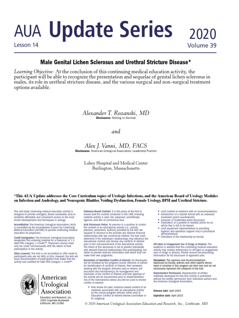 Male Genital Lichen Sclerosus and Urethral Stricture Disease | PDF ...