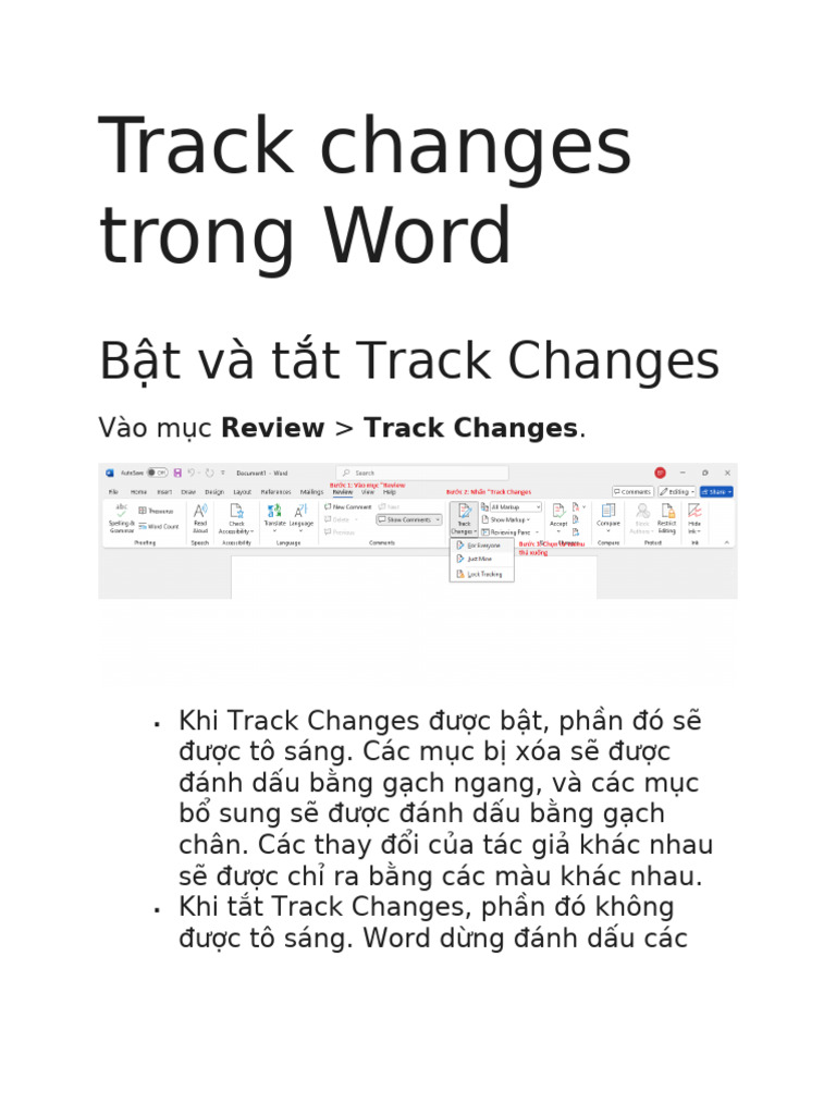 Vietnamese - Track Changes in Word | PDF