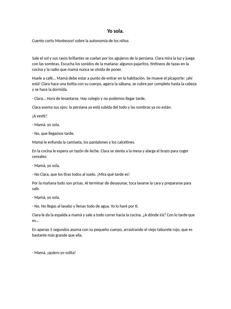 Yo Sola Cuento Montessori | PDF