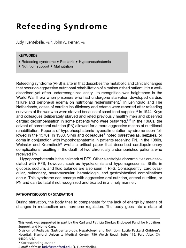 Refeeding Syndrome PDF Malnutrition Magnesium