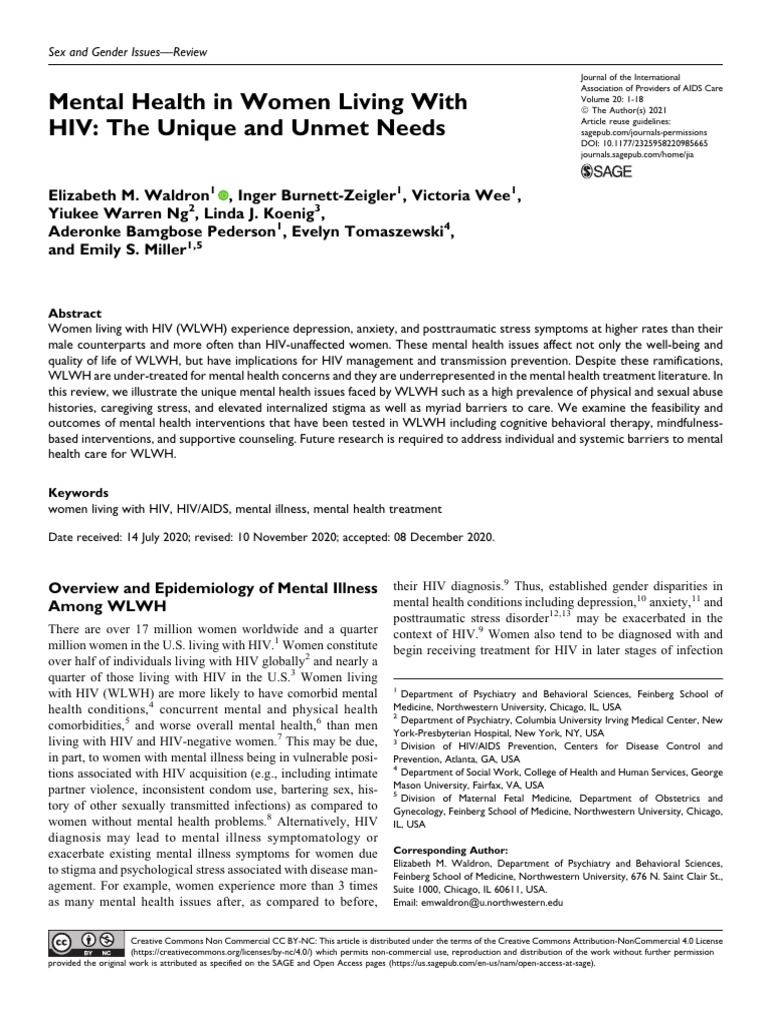 Mental Health Challenges for Women with HIV | PDF | Major Depressive ...